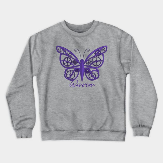 Fibro Lupus Warrior Purple Steampunk Butterfly Crewneck Sweatshirt by AmbersDesignsCo